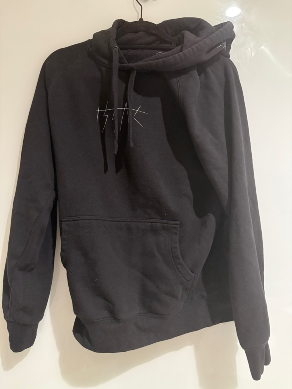 Men's “ISSAC” Black Pullover Hoodie with Subtle Chest Embroidery